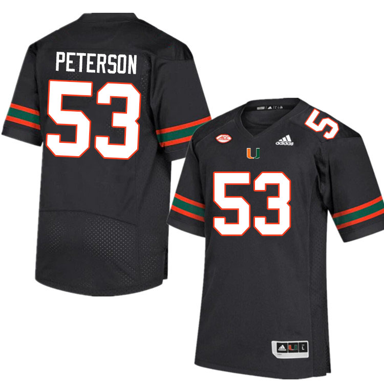 Men #53 Lucas Peterson Miami Hurricanes College Football Jerseys Sale-Black - Click Image to Close